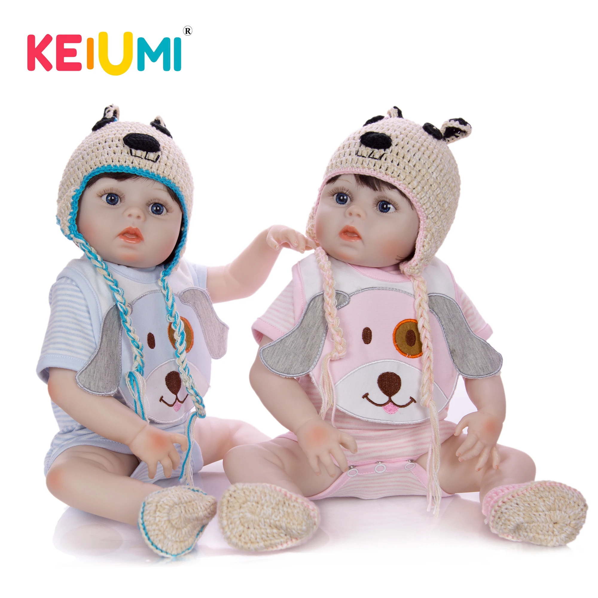 

KEIUMI Handmade 19 inch Reborn Baby Girl Boy Twins Full Silicone Body Boneca Reborn Realista Wholesale kids Children's Day Gifts