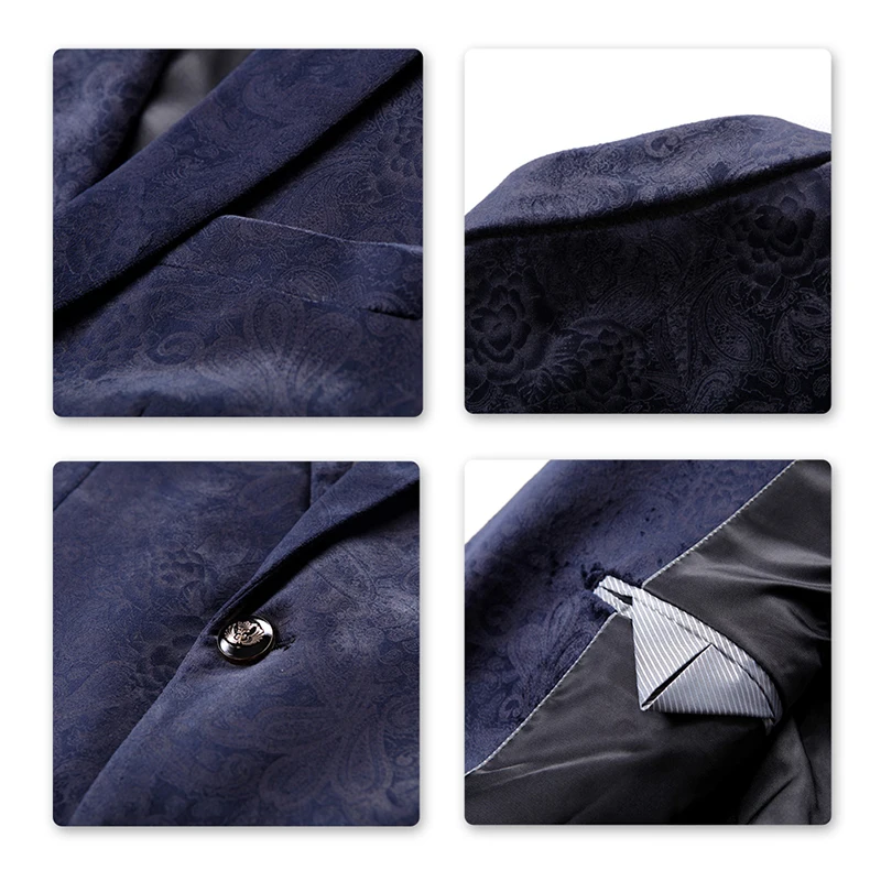 YUNCLOS Новое поступление бархатный мужской блейзер с принтом розы приталенный