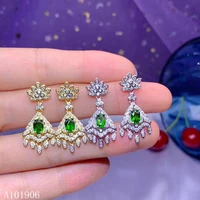 kjjeaxcmy fine jewelry 925 sterling silver inlaid natural diopside gemstone female earrings support support for new luxury