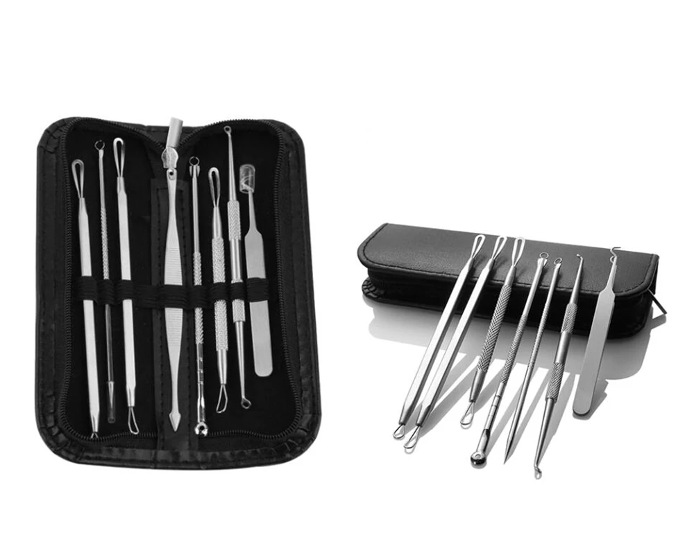 Rangale 8 Pcs Stainless Steel Blackhead Extractor Remover Tool Kit Pimple Blemish Comedone Set Acne Clip |