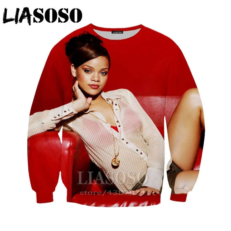 LIASOSO новые зимние женские/мужские сексуальные толстовки Rihanna 3D принт Толстовка