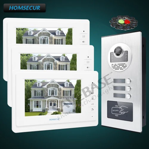 for 3 Families HOMSECUR " 4 комплекта для выбора видео и аудио умный дверной звонок с наружное наблюдение для 2, 3, 4, 6 квартиры - Цвет: for 3 Families