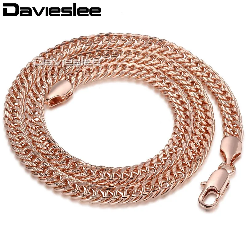 Davieslee мужское женское ожерелье цепочка 585 Желтое розовое золото заполненное