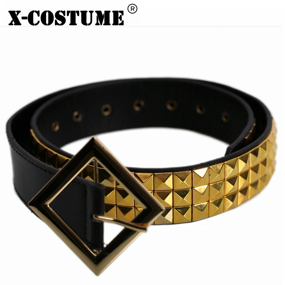 X COSTUME отряд самоубийц Харли Квинн ремень кожа Золотая пирамида с заклепками
