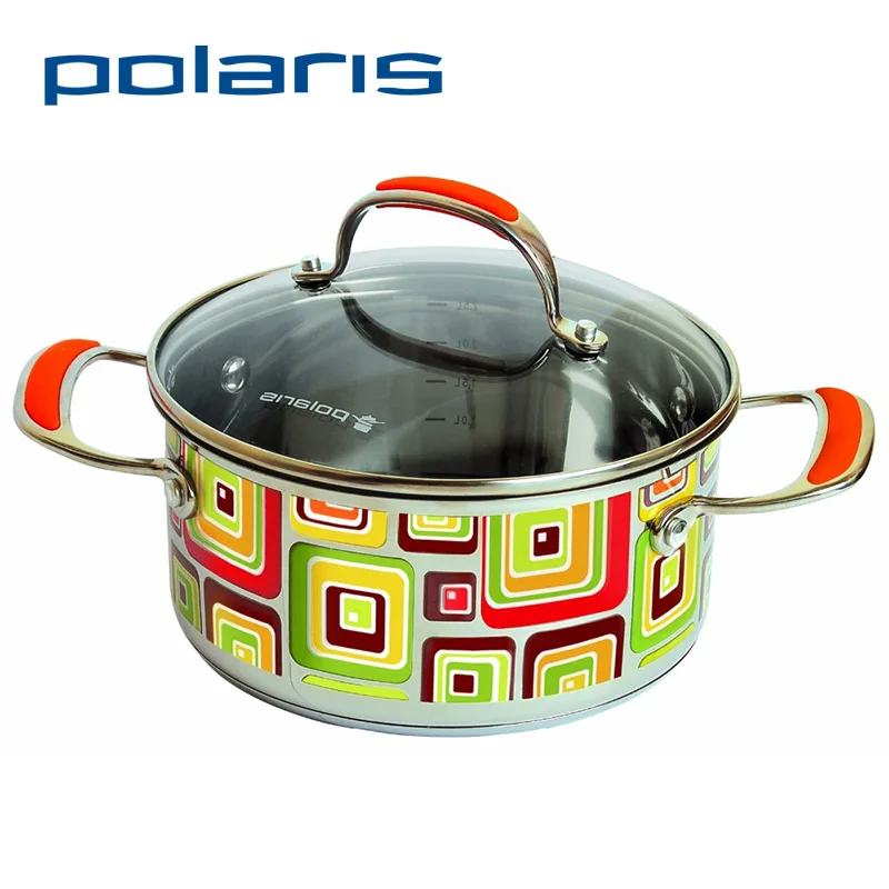 Polaris Fresh Line 20C Stainless Steel Pan Combined color Deep stewing Sauce Pans Diameter 20 cm with Cover | Дом и сад