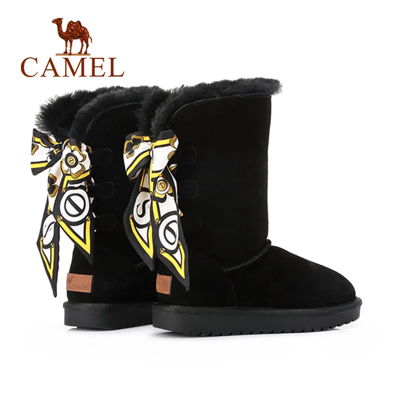 CAMEL/зимние сапоги Новинка 2018 года модные высокие на низком каблуке элегантный