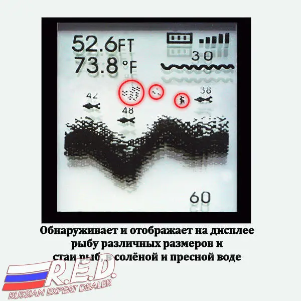 Lucky FFW718-30 шт. Русская версия беспроводной рыболокатор для рыбалки дальность 120 м глубина 45 м от Lucky plant
