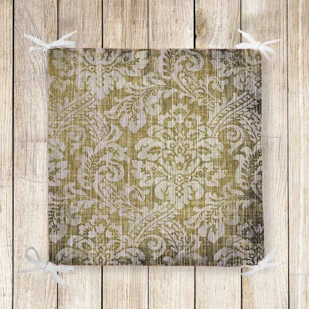 

Else White Yellow Ottoman Vintage 3d Print Chair Pad Seat Cushion Soft Memory Foam Full Lenght Ties Non Slip Washable Zipper