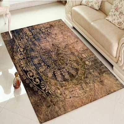

Else Brown Turkish Ottoman Vintage Retro Design 3d Print Non Slip Microfiber Living Room Decorative Modern Washable Area Rug Mat