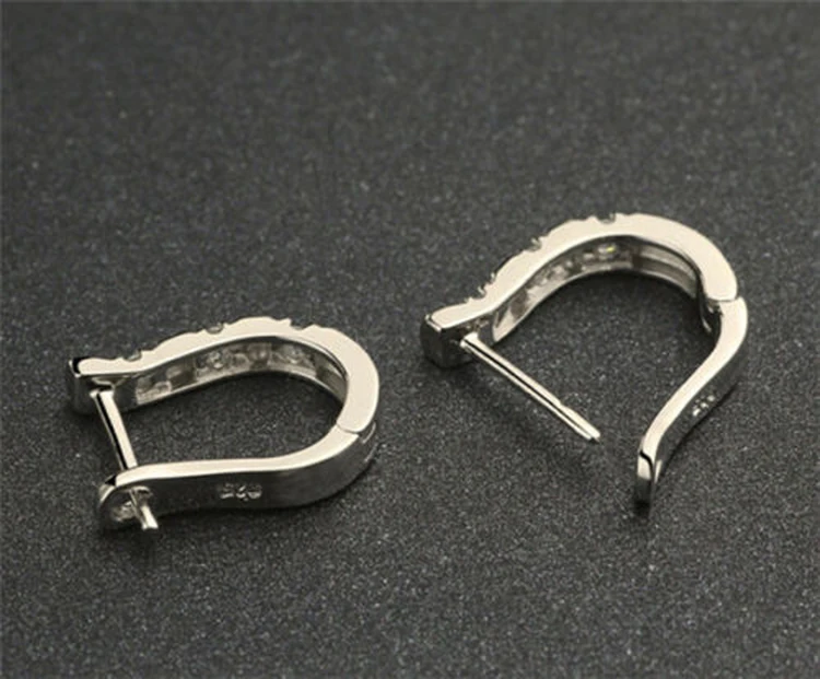 Женские серьги гвоздики с фианитами покрытием из серебра 2018|horse shoe earrings|earrings