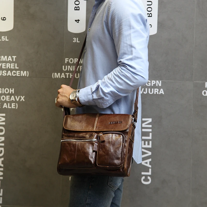 CROSS OX Сумка мужская кожаная через плечо Много карманов Лучший подарок для мужчин