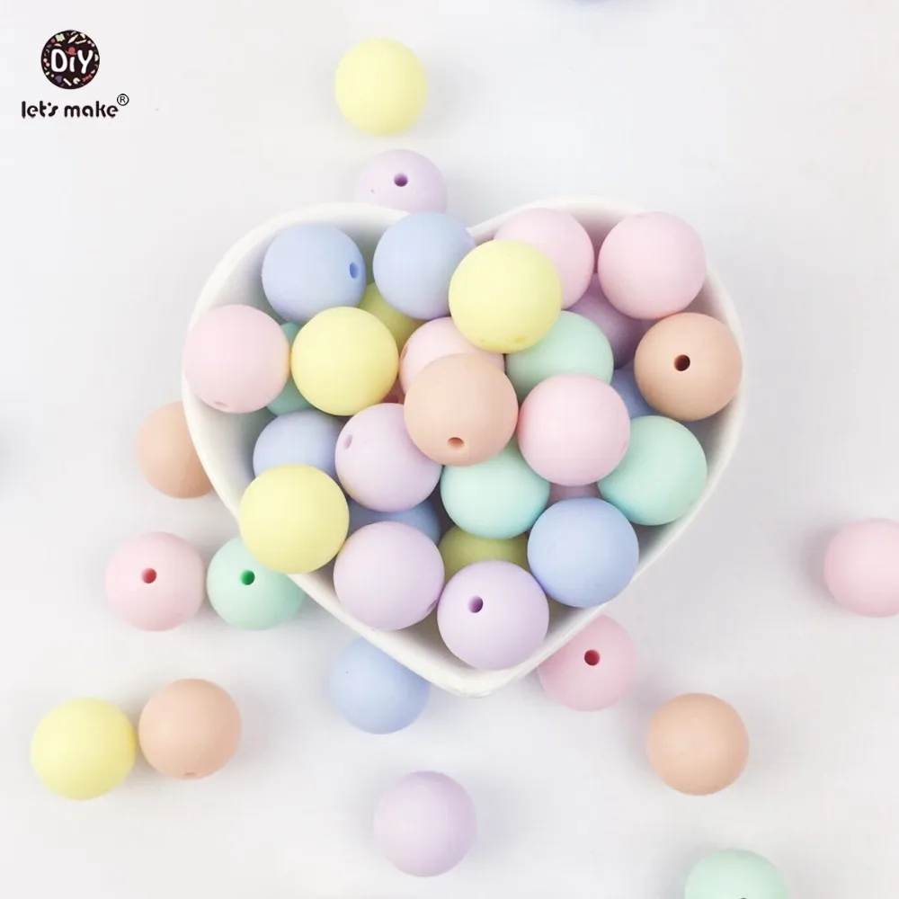 Let's Make 12MM 1000PC Baby Teether Smooth Surface Flat Round Candy Color Silicone Beads DIY  Beads Toys Silicone Teether 12mm