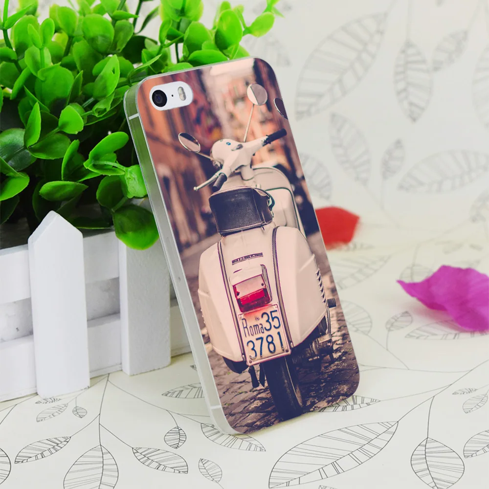 C0956 Piaggio Vespa скутер дорожный Прозрачный Жесткий Тонкий чехол для Apple IPhone 4 4S 4G 5 5G 5S SE