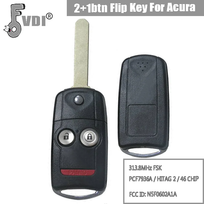 2 + 1btn флип ключ для Acura складной дистанционный 313 8 МГц FSK PCF7936A/HITAG 2/46 чип FCC ID:
