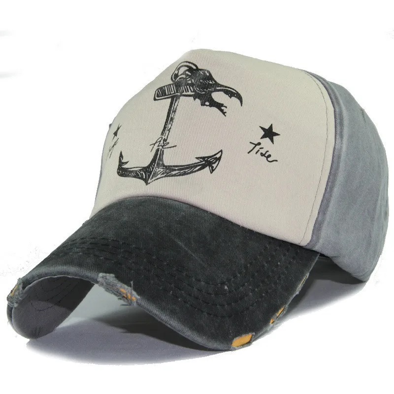 Якоря для лодок узор Шапки хлопок Бейсбол стирка Кепки Snapback шляпа летние хип-хоп