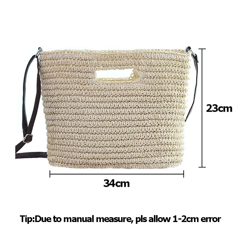 

Women Bohemian Straw Bags Female Travel Summer Beach Handbag Vintage Knitted Lady Shoulder Bag Weave Casual Shopping Tote SS3026
