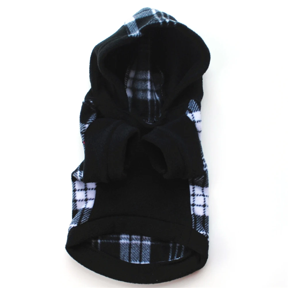 Winter Warm Black White Plaid Puppy Pet Dog Hoodie Hooded Sweatshirt Pullover |