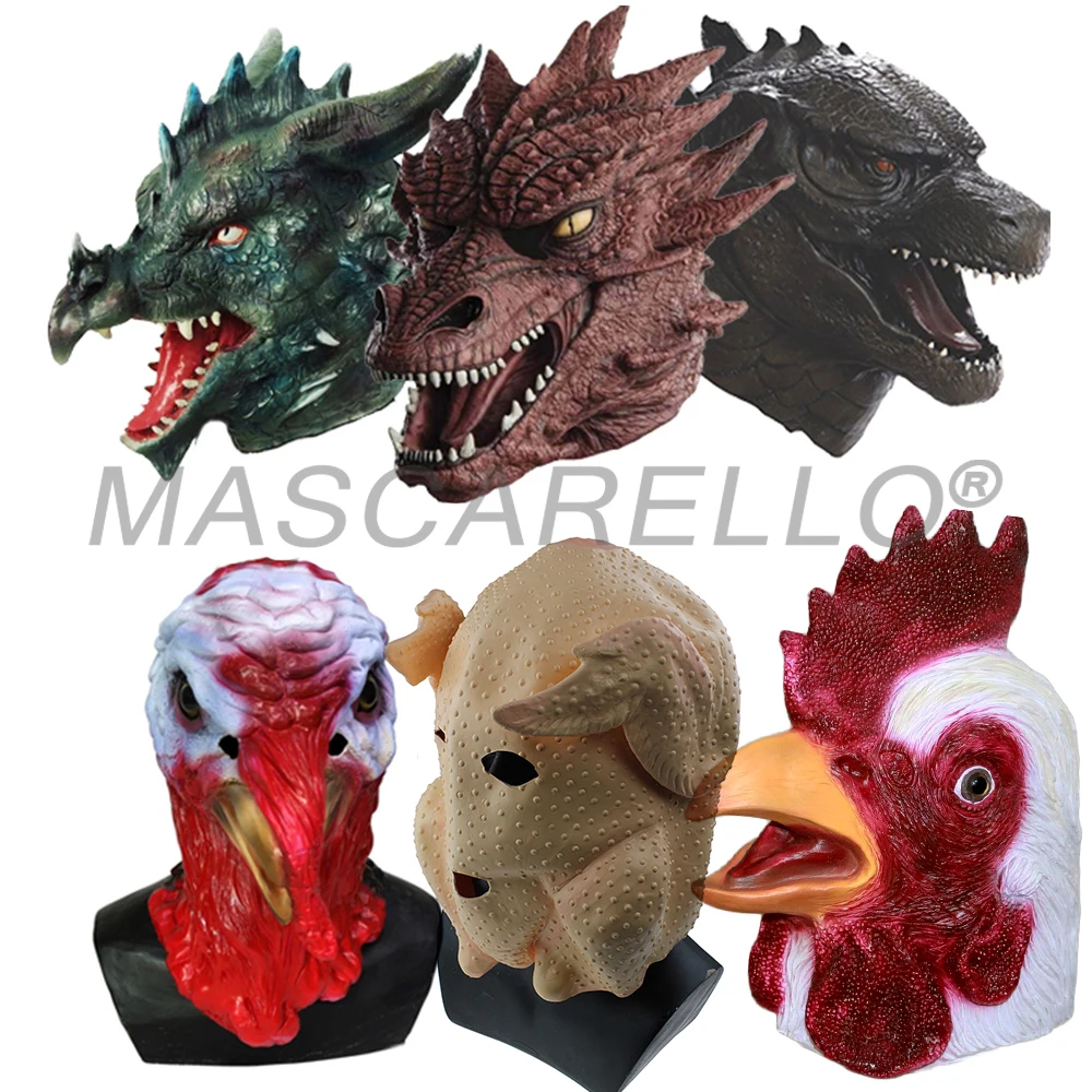 Маска в виде головы курицы из латекса Dragon Turkey вечерние костюмы с животными для