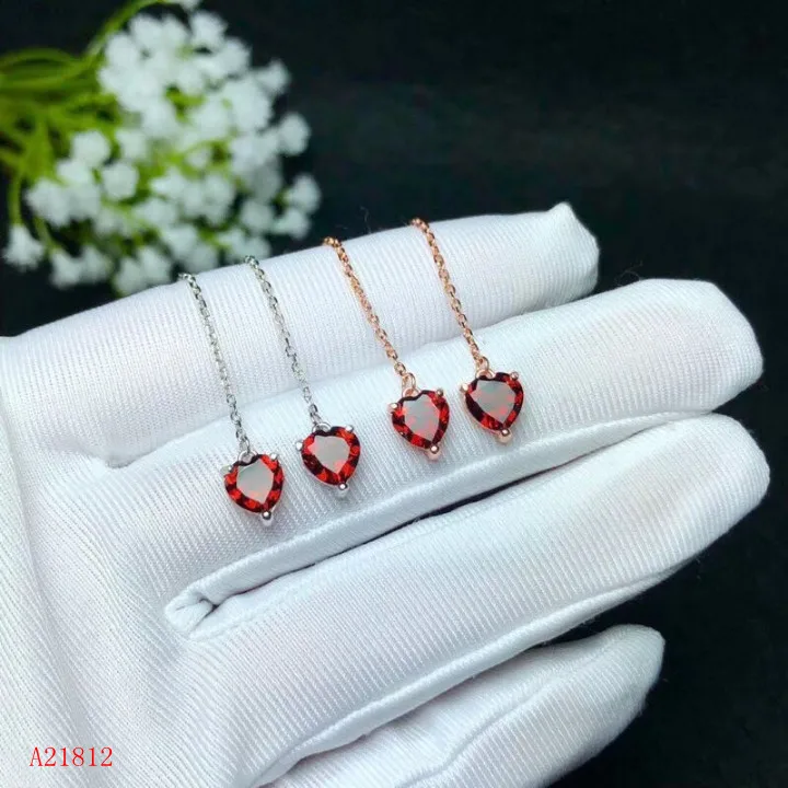 

KJJEAXCMY Supporting detection of Supporting detection of 926 pure silver inlaid Natural Garnet Earrings for women