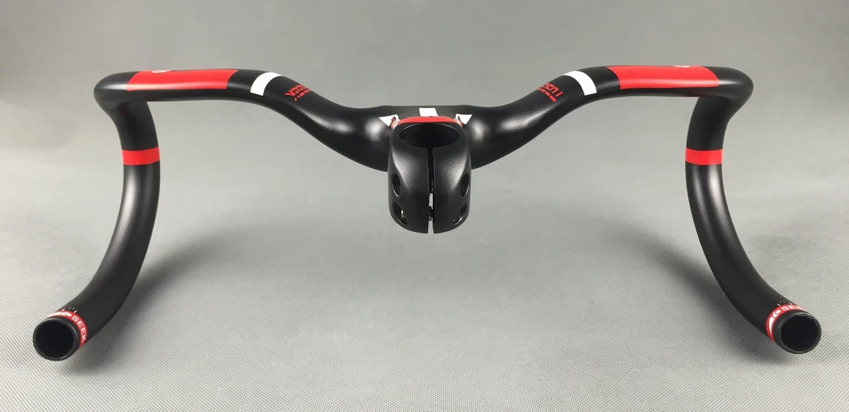 TOSEEK FULL Carbon Integrated Handlebar 400/420/440mm red 80/90/100/110/120mm Stem Uplift Style For Racing Road Bike 28.6mm | Спорт и