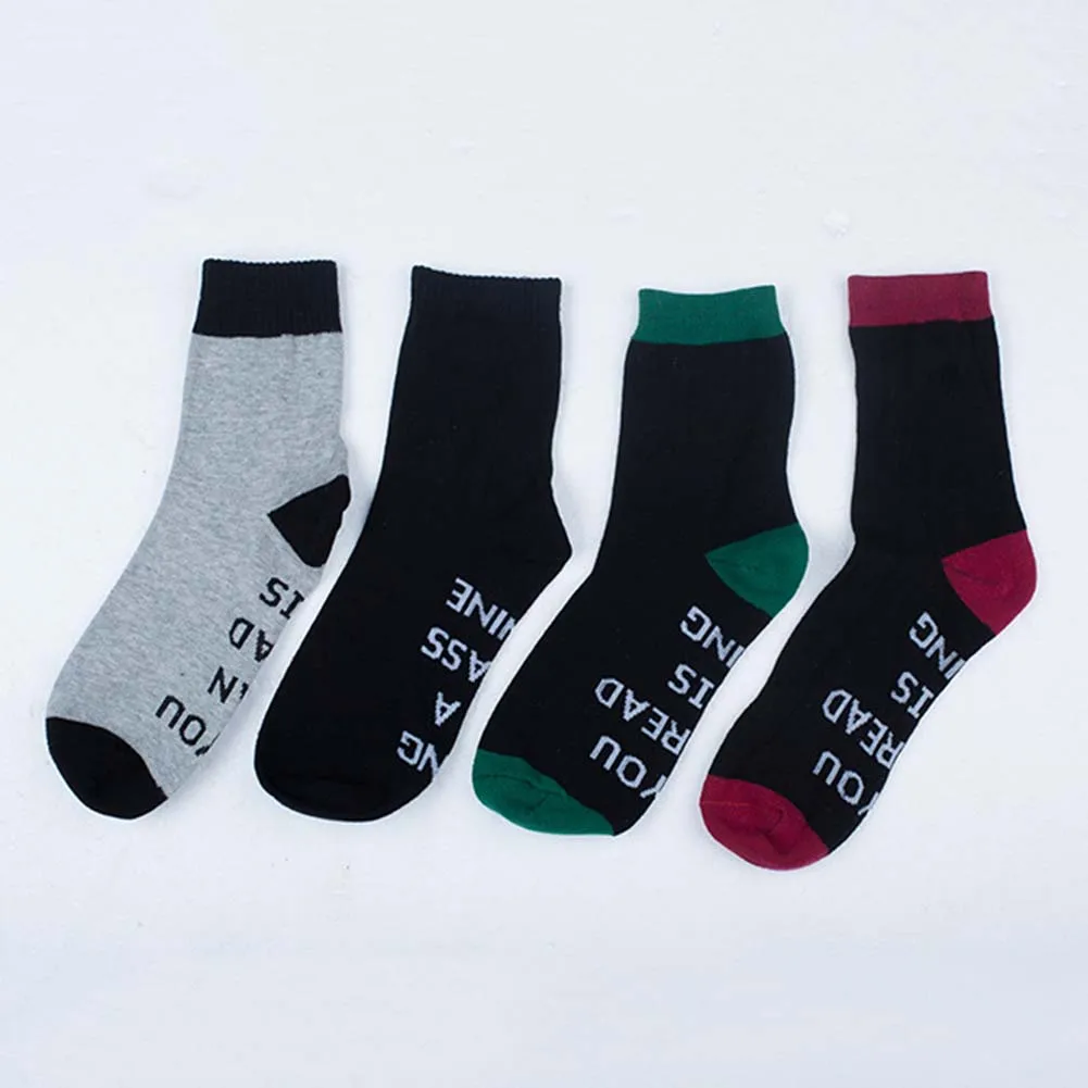 Fashion Women Men Cotton Socks Letter Print Color Patchwork Mid-calf | Женская одежда