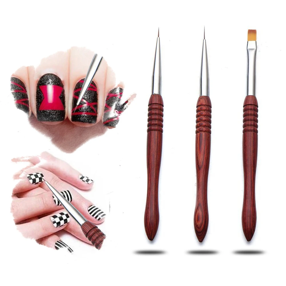 Деревянная ручка живописи рисунок линии Дизайн ногтей Кисточки Ручка DIY маникюр