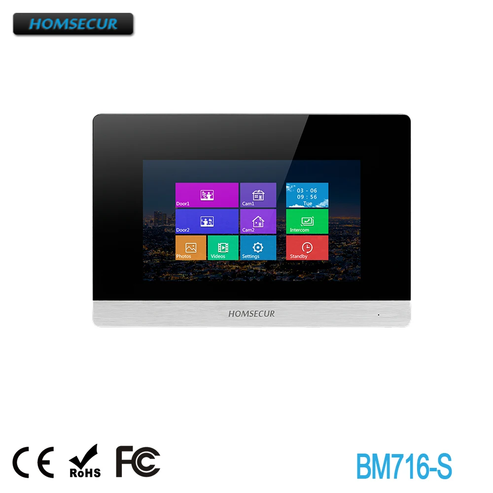 HOMSECUR BM716 S Snapshot & Recording Monitor для видеодомофона|Комнатный монитор| |