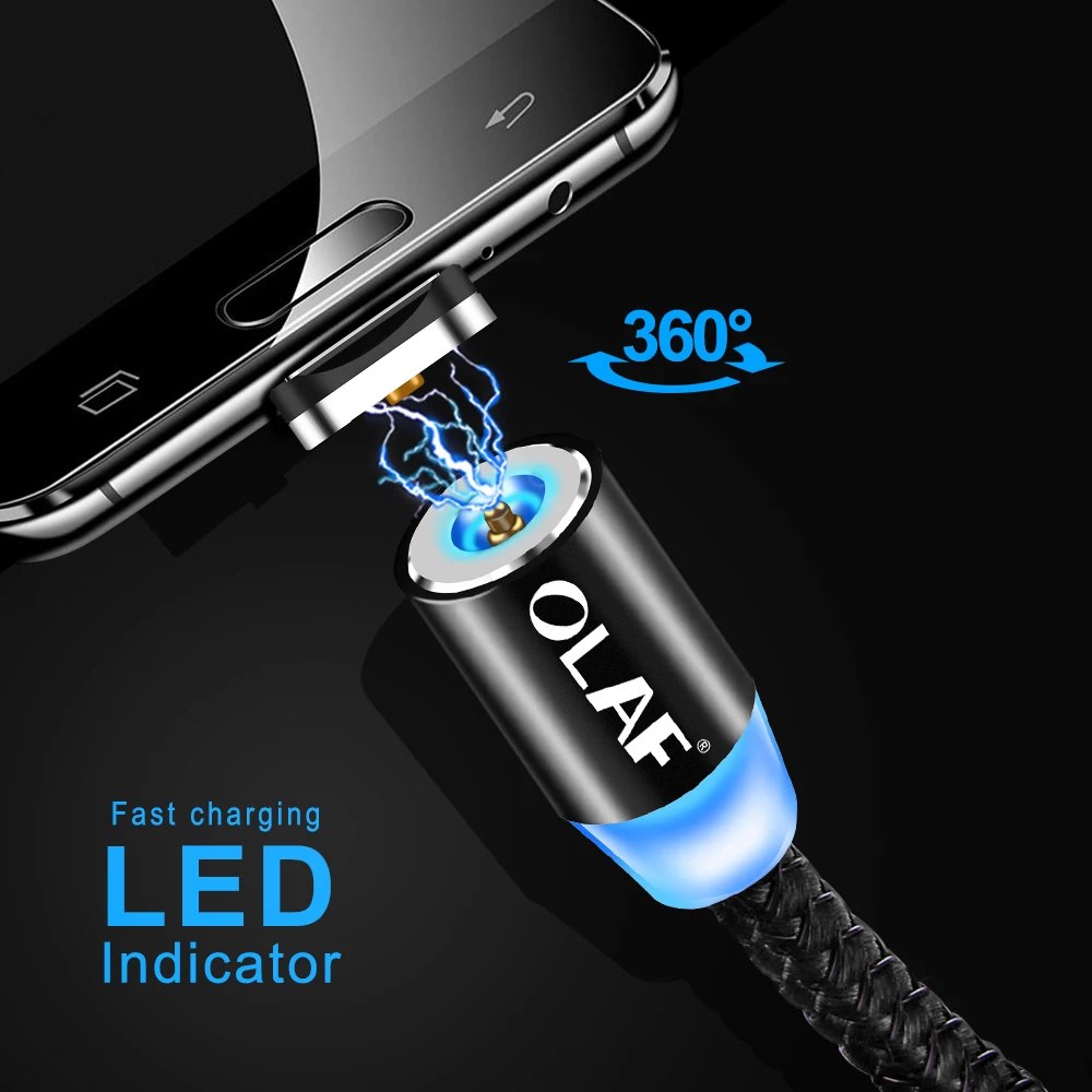 Магнитный USB-кабель OLAF 1 м 2 8 PIN для быстрой зарядки iPhone 6 7 Plus X XR XS XSMax магнитный