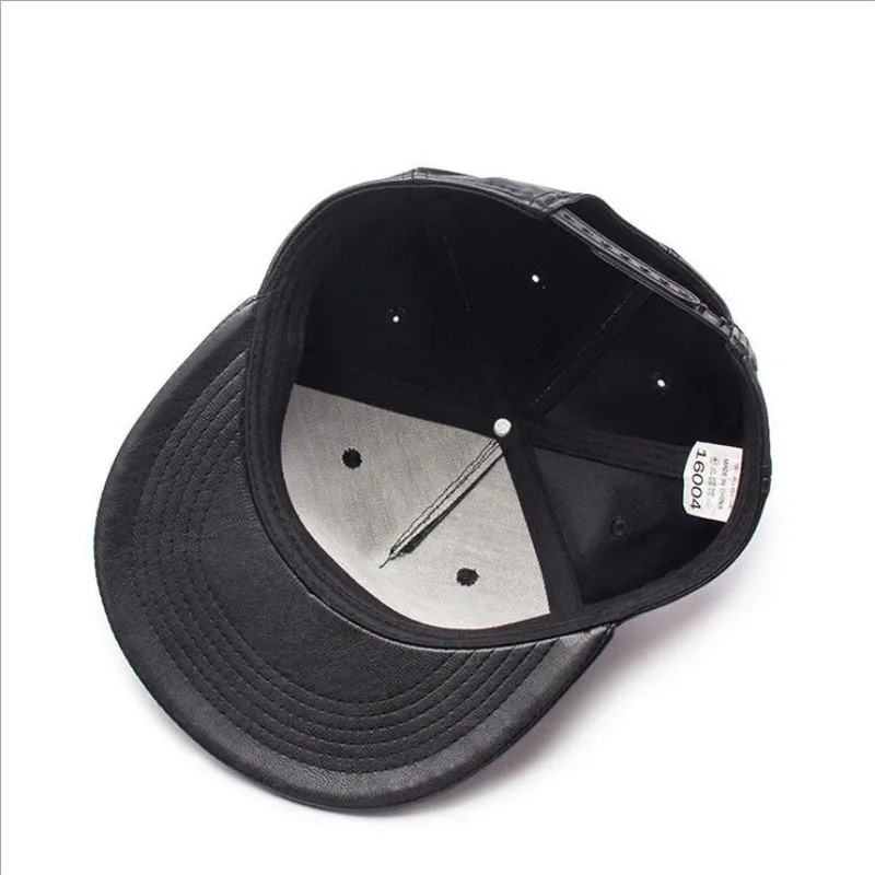 Seioum 2018 черная бейсболка из искусственной кожи плоская кепка Snapback хип хоп