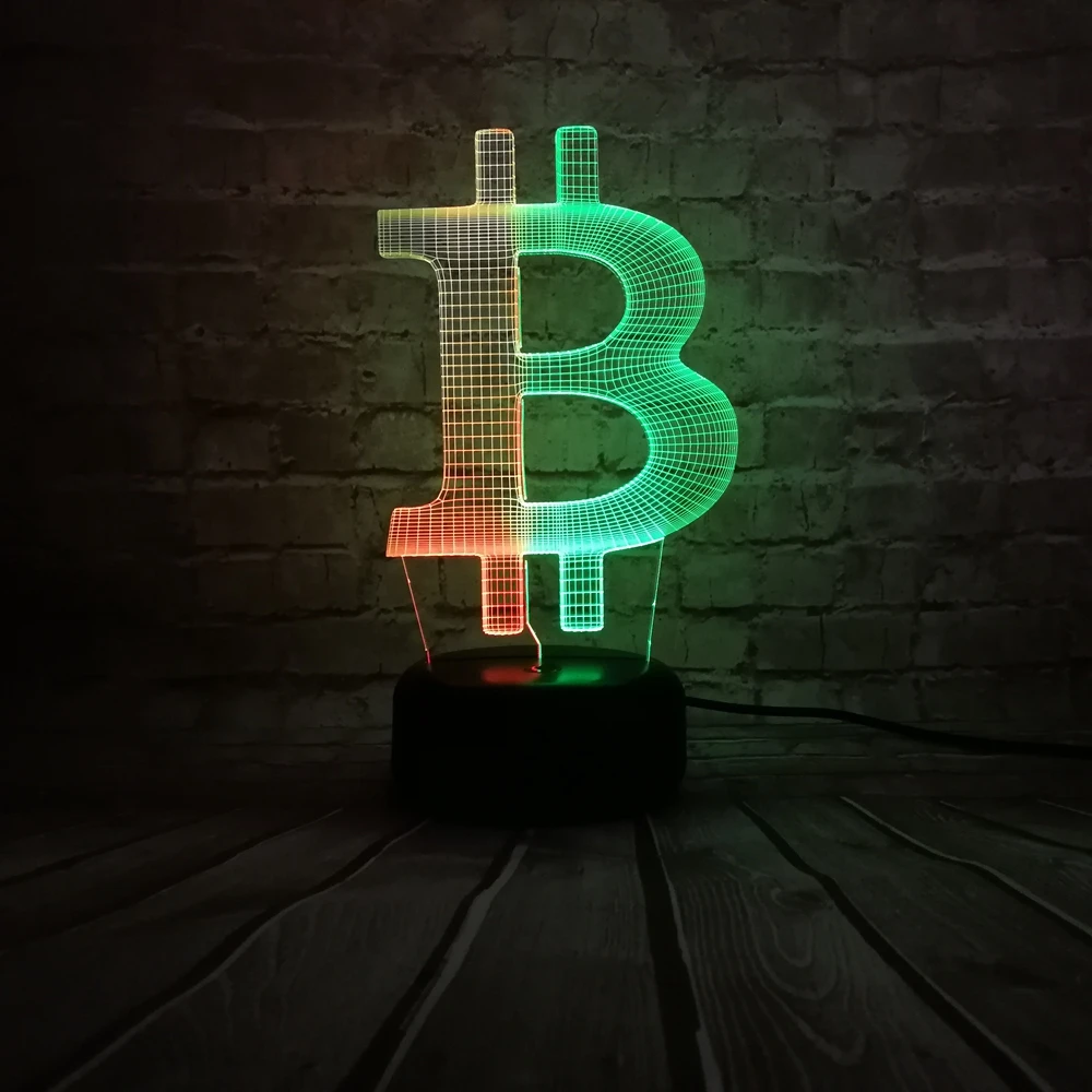 2018 новый пользовательский стиль двойной цвет 3D Биткоин ИК сенсорный Ночной