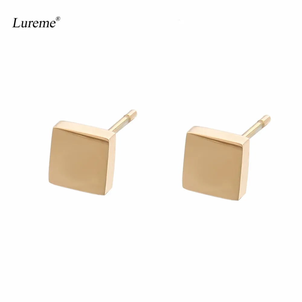 Серьги гвоздики Lureme из нержавеющей стали цвета розового золота с квадратным