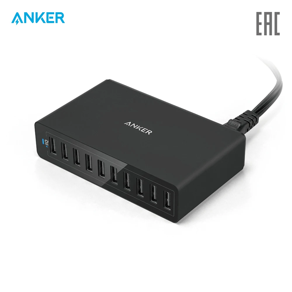Сетевое зарядное устройство Anker PowerPort 10 60W Port Desktop Charger официальная гарантия