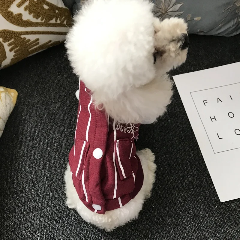 Новое поступление осень/зима винно красный цвет белая полоса Досуг Собака Pet