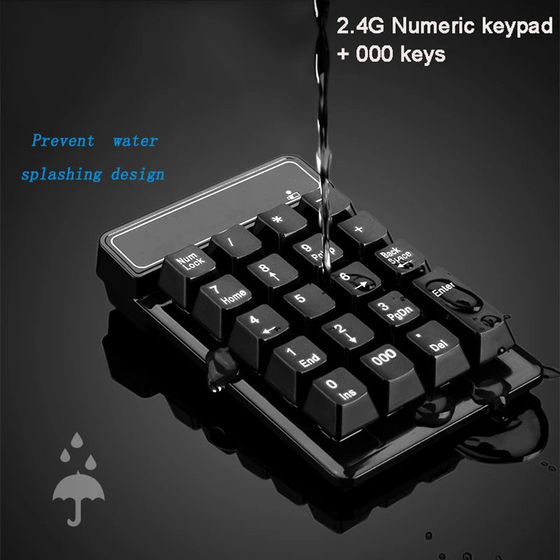 Basix клавиатура USB 2 4 ГГц беспроводная цифровая 19 клавиш Водонепроницаемая для Windows