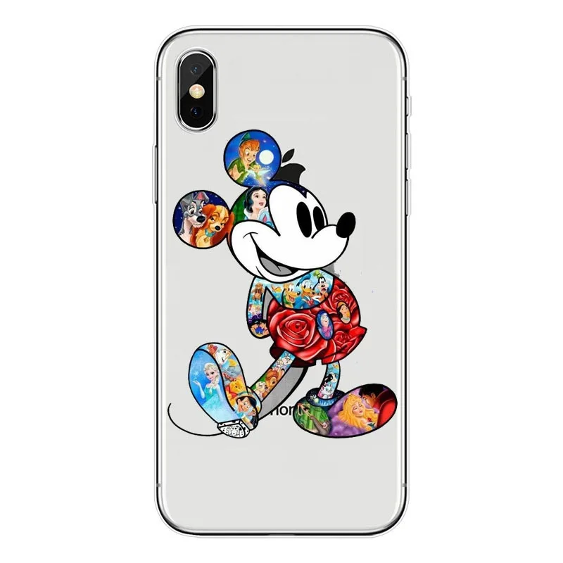 Мягкий силиконовый прозрачный чехол из ТПУ с рисунком Микки Мауса Для Apple iPhone X 8 7 6