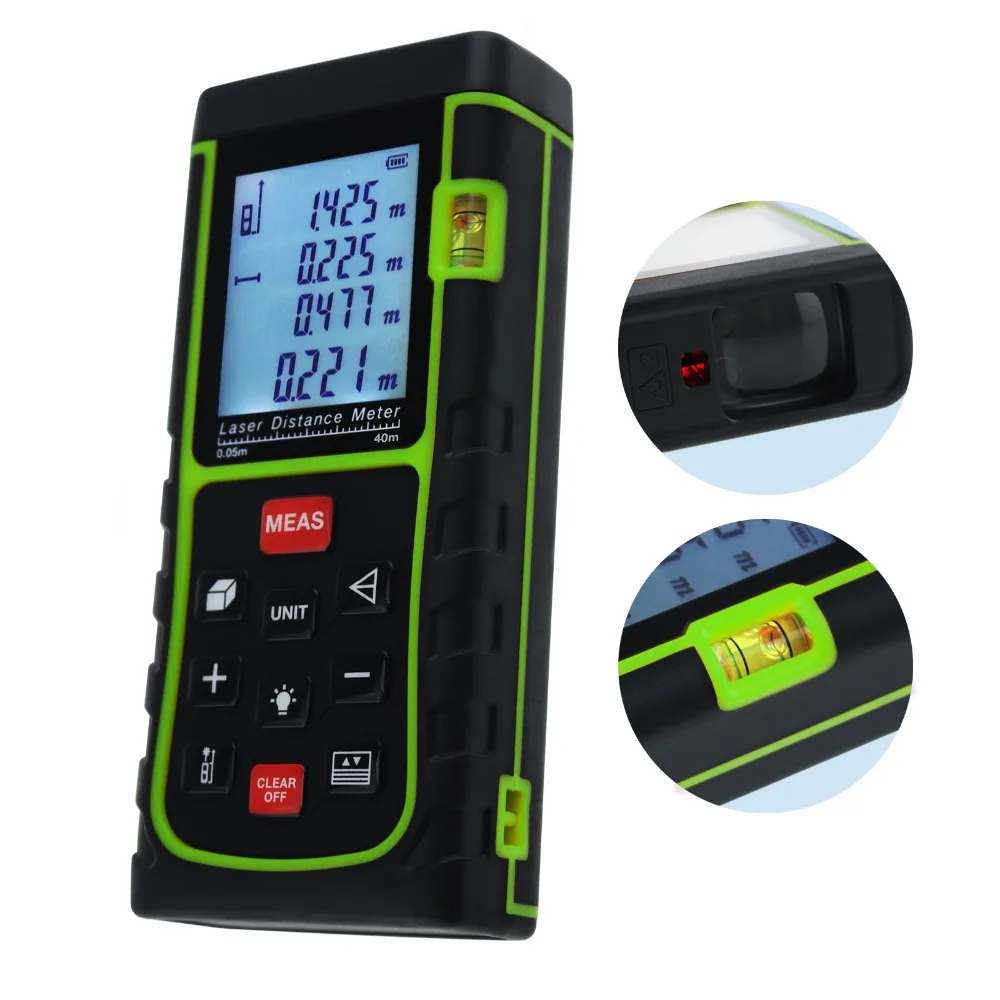 Laser Distance 40M Rangefinder Measurement Handheld +/-2mm Accuracy IP54 Digital Electronic Precision Area Volume Tool | Инструменты