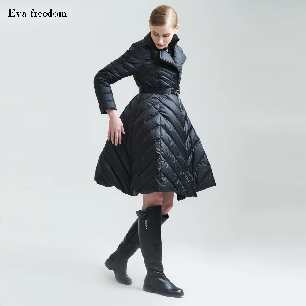 Premium Brand Eva Freedom European Style Fashion Women's Jacket Winter, Slim Slimming Long Down Jacket Cold Clothing Women