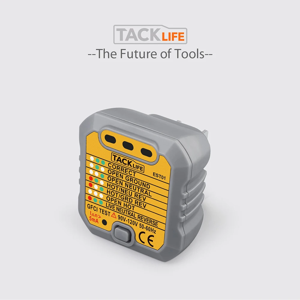 Tacklife EST01 Расширенный GFCI тестер розетки питания автоматическая электрическая цепь детектор напряжения проверки полярности инструменты
