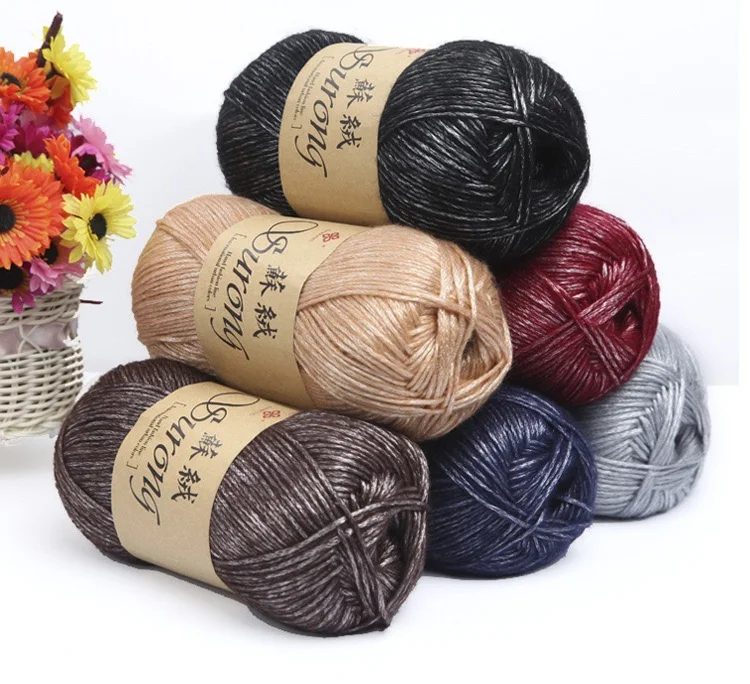 

mylb 5pcs/500g Silk Cotton Knitting Yarn Crochet Needlework Thick Wool Thread Yarn For Hand Knitting Scarf Sweater Eco-friendly