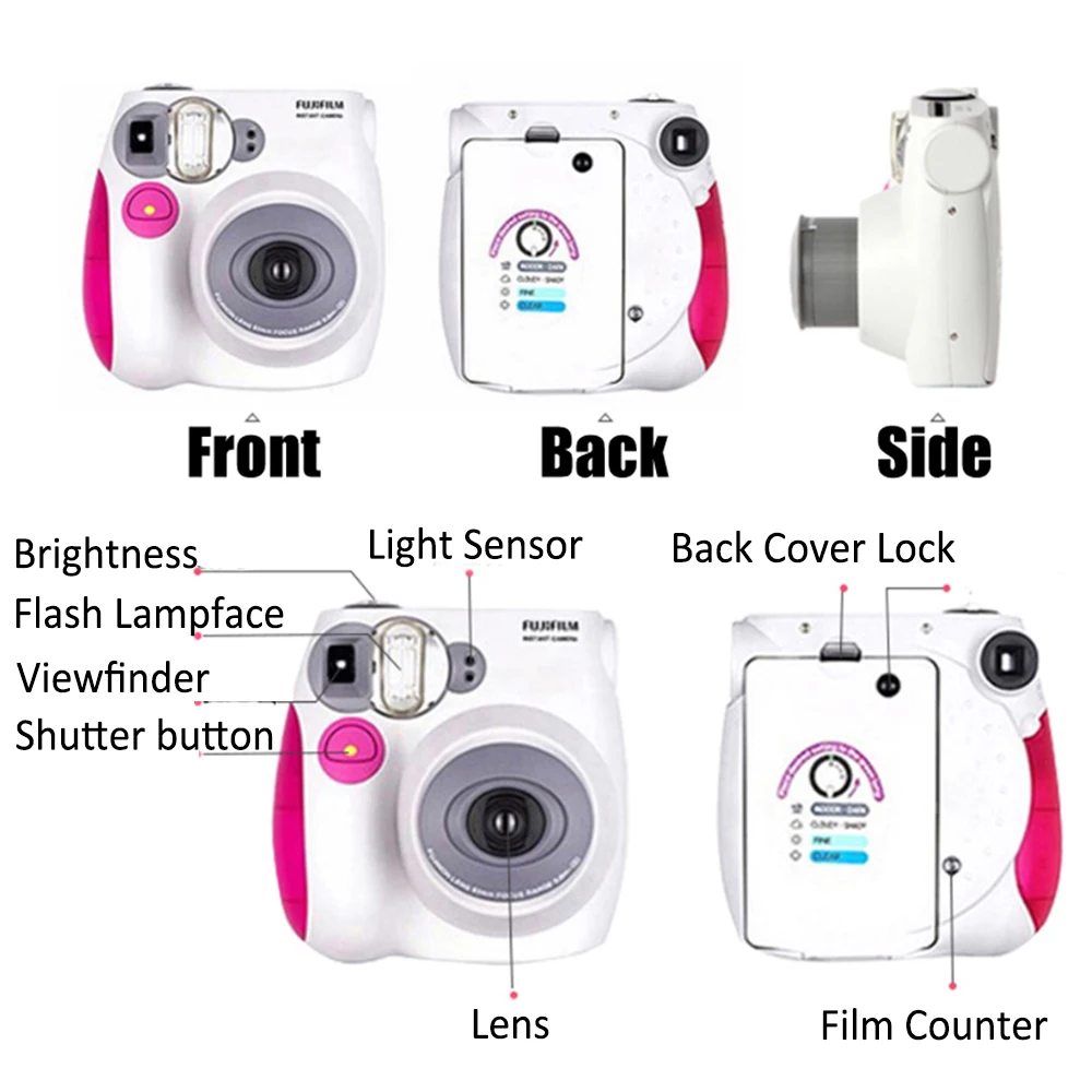 Fujifilm Instax Mini 7s набор камер/10 в 1 комплект крупным планом объектив+ наклейки+ другие аксессуары/с 20 листов Белая Мини-пленка фото
