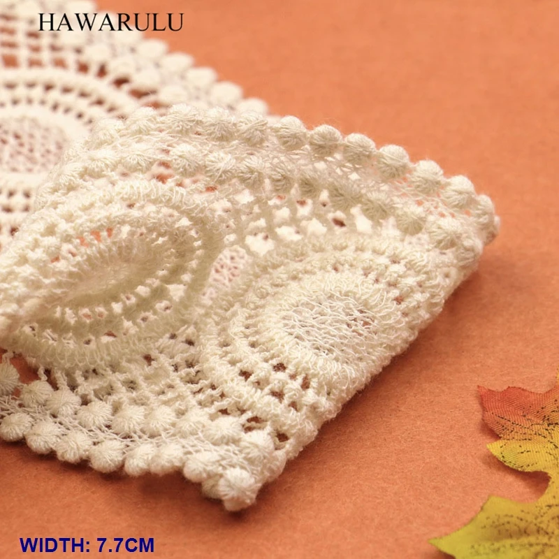 

HAWARULU 2yard 7.7cm DIY Cotton thread bar code water-soluble embroidery lace fabric christmas wedding gift clothing accessories