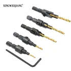 Сверла из быстрорежущей стали с титановым зенкером 14 (6,35 мм), Быстросменные сверла с шестигранным хвостовиком для отверстий, 5 шт.