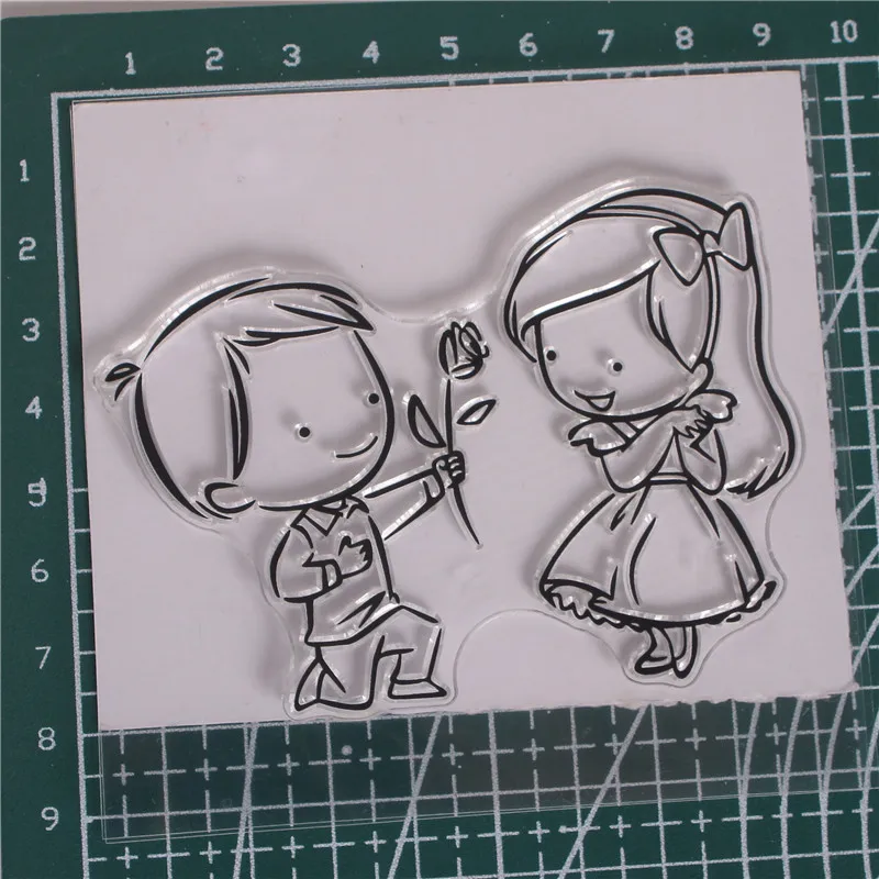 Cartoon boy and girl Transparent Clear Stamp DIY Silicone Seals Scrapbooking Card Making Photo Album Decoration | Канцтовары для