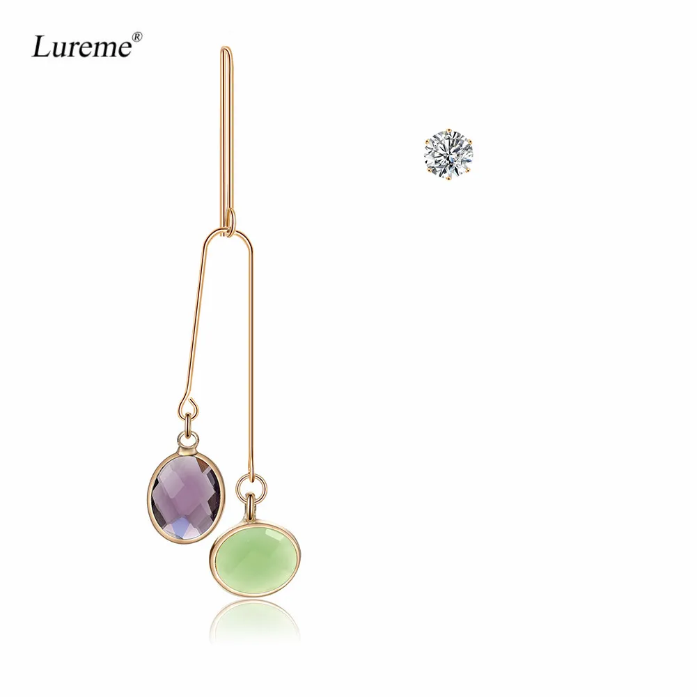 Серьги подвески Lureme уникальный асимметричный дизайн длинная цепочка со