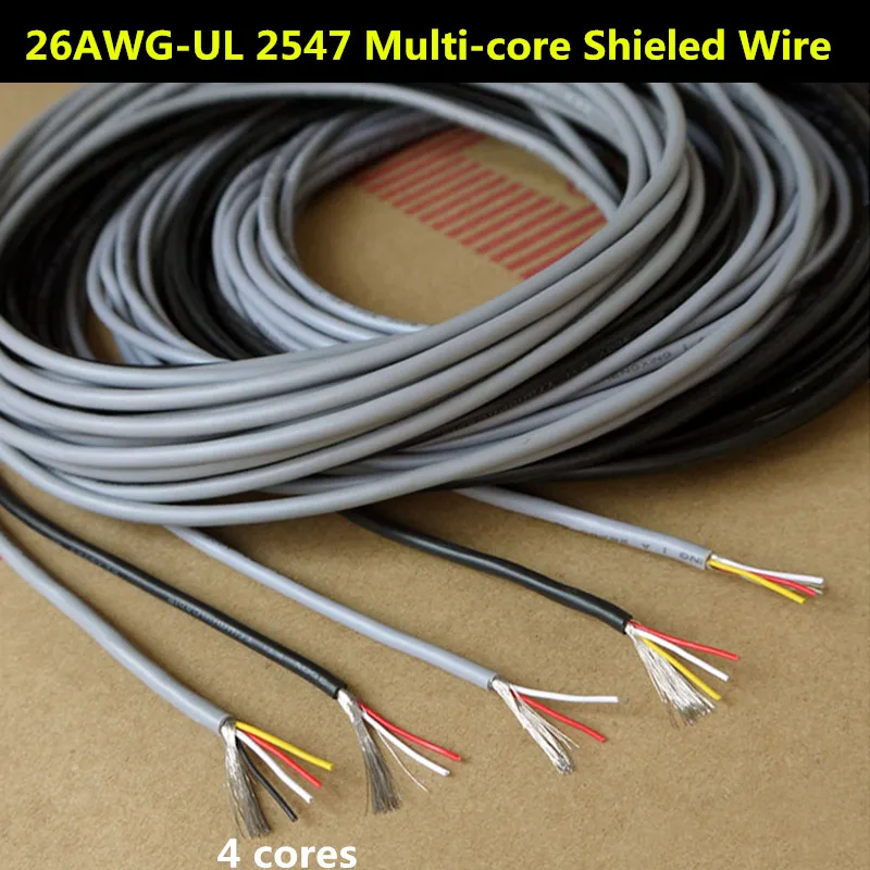 26AWG 4 жильный многожильный экранированный провод Луженый Медный Кабель с
