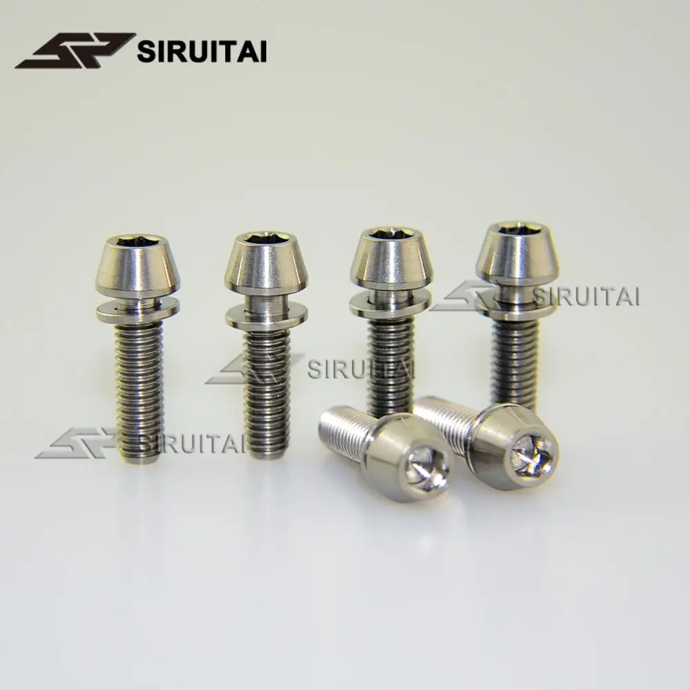 6 шт. titanium boltM5* 16 мм/18 мм/20 мм конусная головка, не линяющая прокладка, крепежные винты для велосипеда