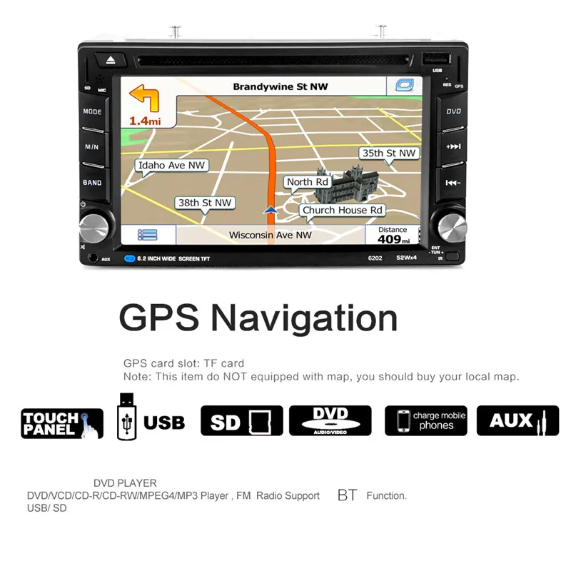 Essgoo 6," 2 Din автомобильный DVD gps Радио Стерео MP5 плеер Bluetooth USB камера заднего вида навигатор Аудио мультимедийный плеер карта