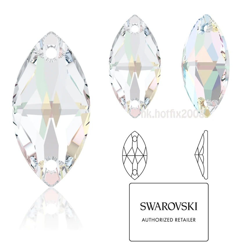 AB Crystal (001AB) Вы выбираете) элементы Swarovski(2 отверстия) 3223 Navette AB Crystal(001AB) пришивные стразы - Цвет: AB Crystal (001AB)