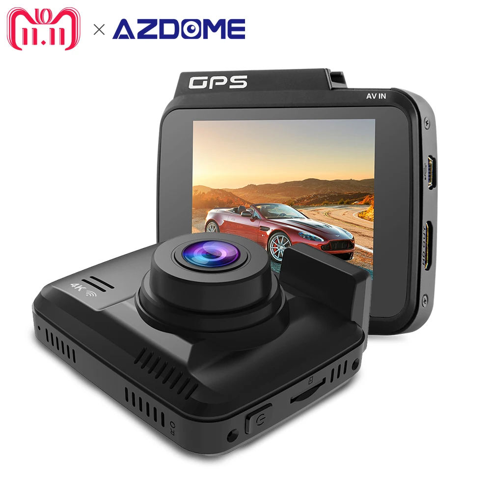 Azdome GS63H регистраторы двойной объектив Встроенный gps Wi Fi FHD 1080P спереди + VGA сзади