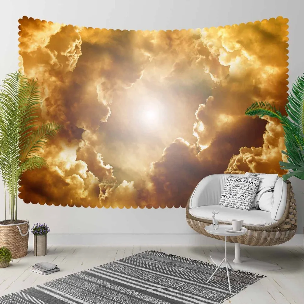 

Else Yellow Gray Clouds Sun Set Shine Sky 3D Print Decorative Hippi Bohemian Wall Hanging Landscape Tapestry Wall Art